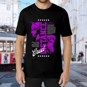 Brand New Cruel Distance Graphic Tee - Black with Purple & White Print